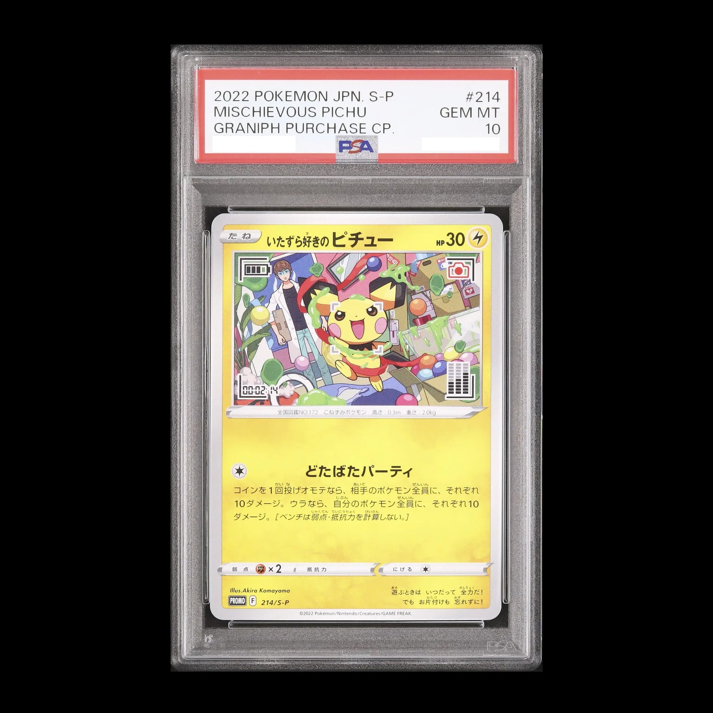 Pokemon TCG PSA10 Mischievous Pichu Promo Graniph Purchase Campaign 214/S-P 2022